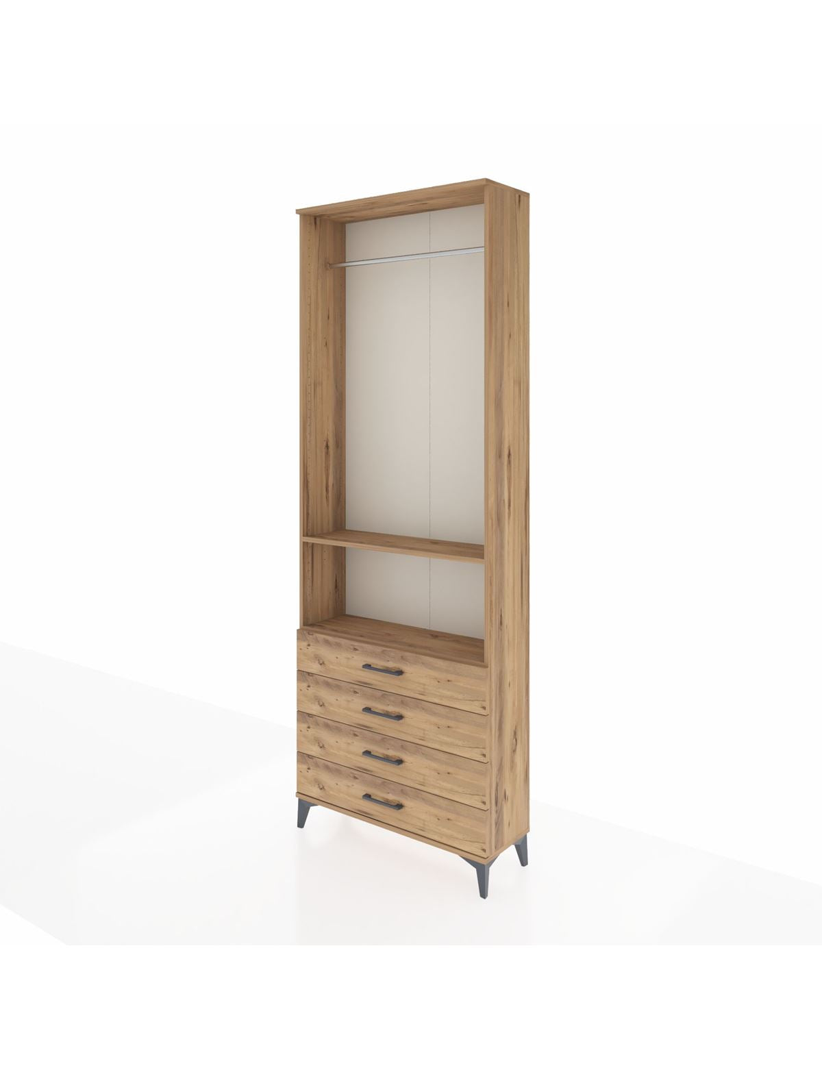 Arges Dolap 2 Raflı 4 Çekmeceli Tek Askılı 88x30x243 - S33M298V9A