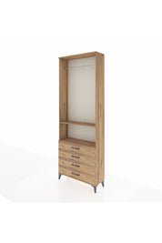 Arges Dolap 2 Raflı 4 Çekmeceli Tek Askılı 88x30x243 Çam-Çam