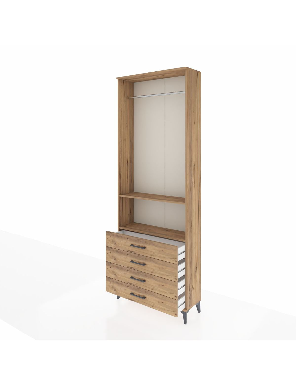 Arges Dolap 2 Raflı 4 Çekmeceli Tek Askılı 88x30x243 - S33M298V9A