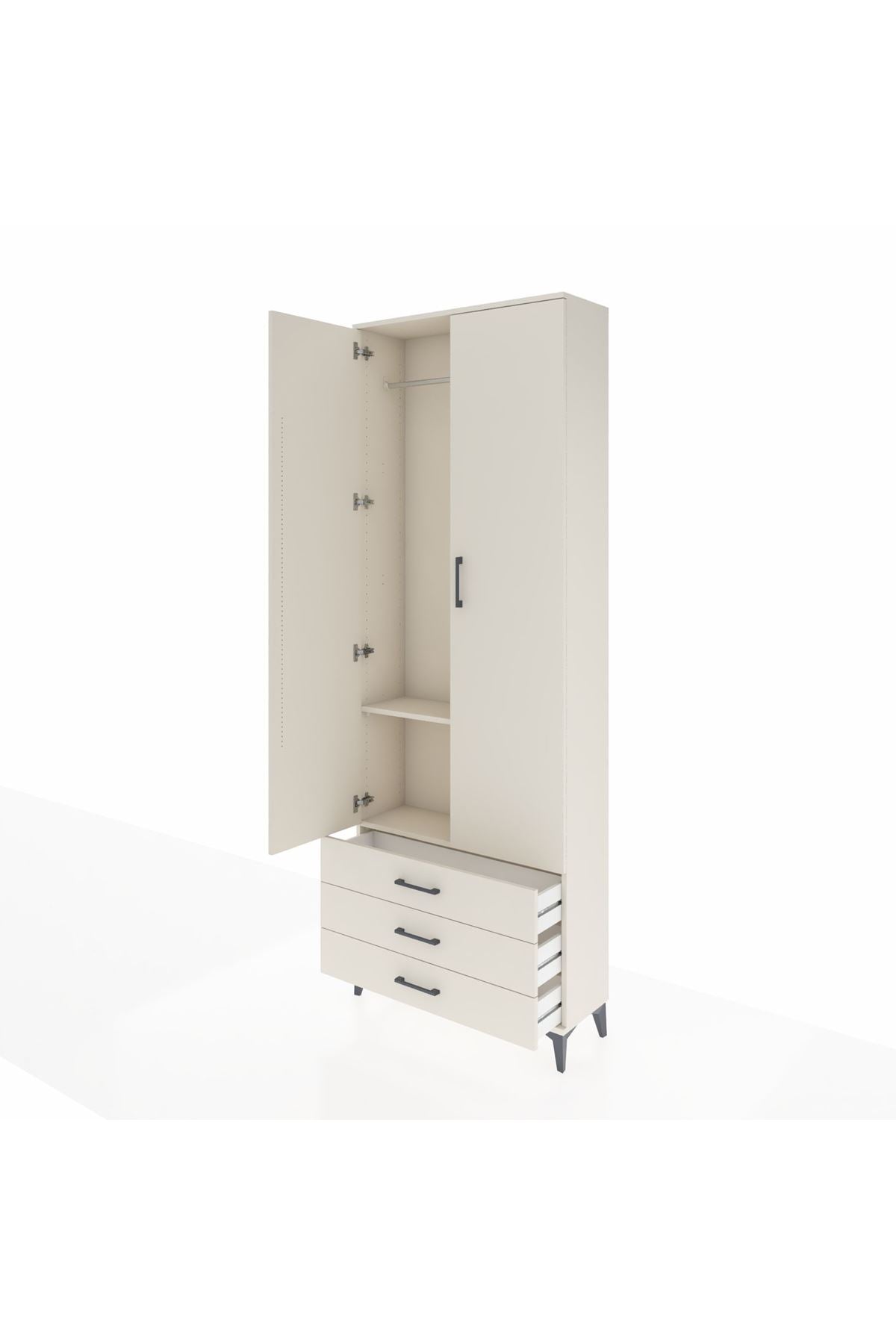 Arges Dolap 2 Raflı 3 Çekmeceli Tek Askılı 88x30x243 Aytaşı-Aytaşı