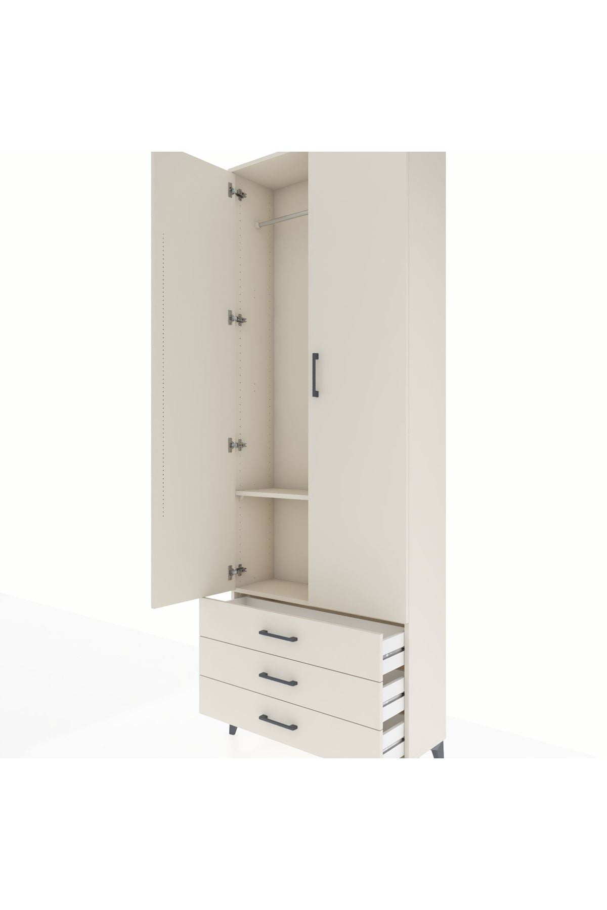 Arges Dolap 2 Raflı 3 Çekmeceli Tek Askılı 88x30x243 Aytaşı-Aytaşı