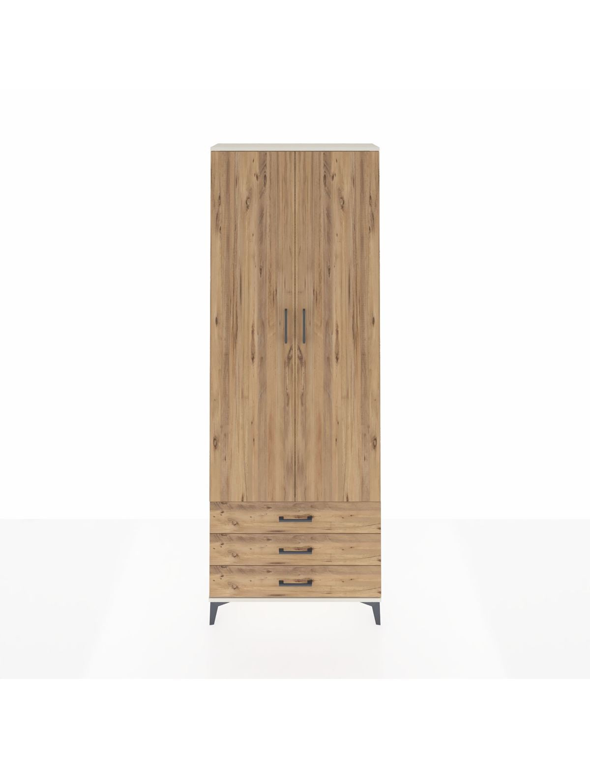 Arges Dolap 2 Raflı 3 Çekmeceli Tek Askılı 88x30x243 Aytaşı-Çam