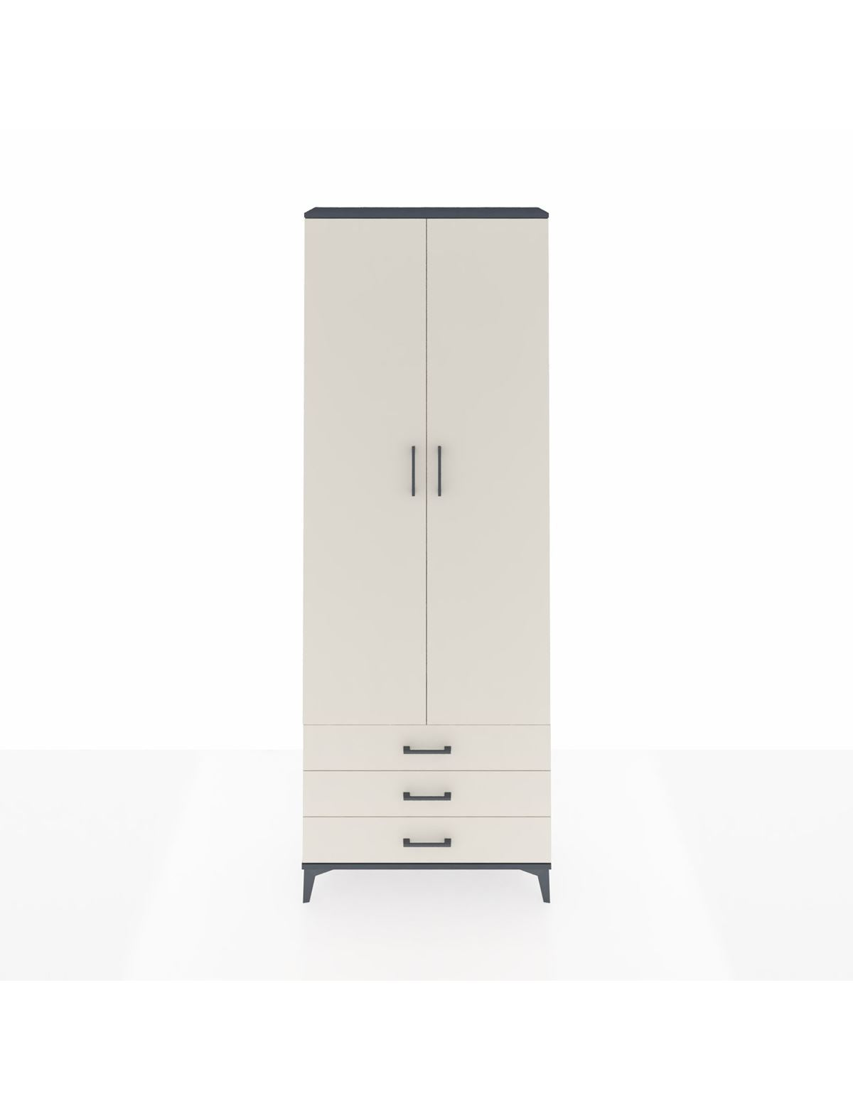 Arges Dolap 2 Raflı 3 Çekmeceli Tek Askılı 88x30x243 Antrasit-Aytaşı