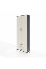 Arges Dolap 2 Raflı 3 Çekmeceli Tek Askılı 88x30x243 Antrasit-Aytaşı