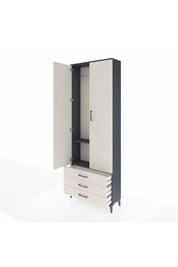 Arges Dolap 2 Raflı 3 Çekmeceli Tek Askılı 88x30x243 Antrasit-Aytaşı