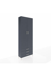 Arges Dolap 2 Raflı 3 Çekmeceli Tek Askılı 88x30x243 Antrasit-Antrasit