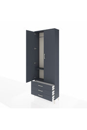 Arges Dolap 2 Raflı 3 Çekmeceli Tek Askılı 88x30x243 Antrasit-Antrasit