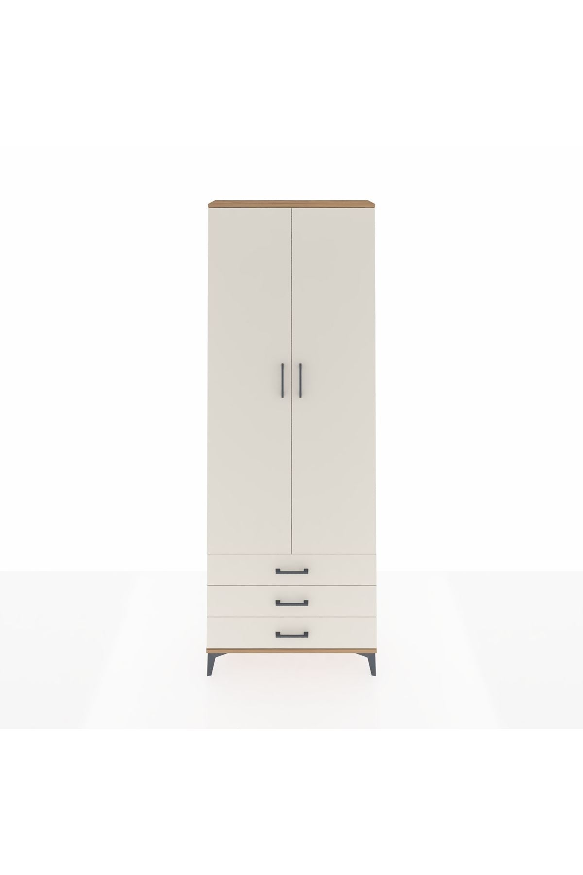 Arges Dolap 2 Raflı 3 Çekmeceli Tek Askılı 88x30x243 Çam-Aytaşı