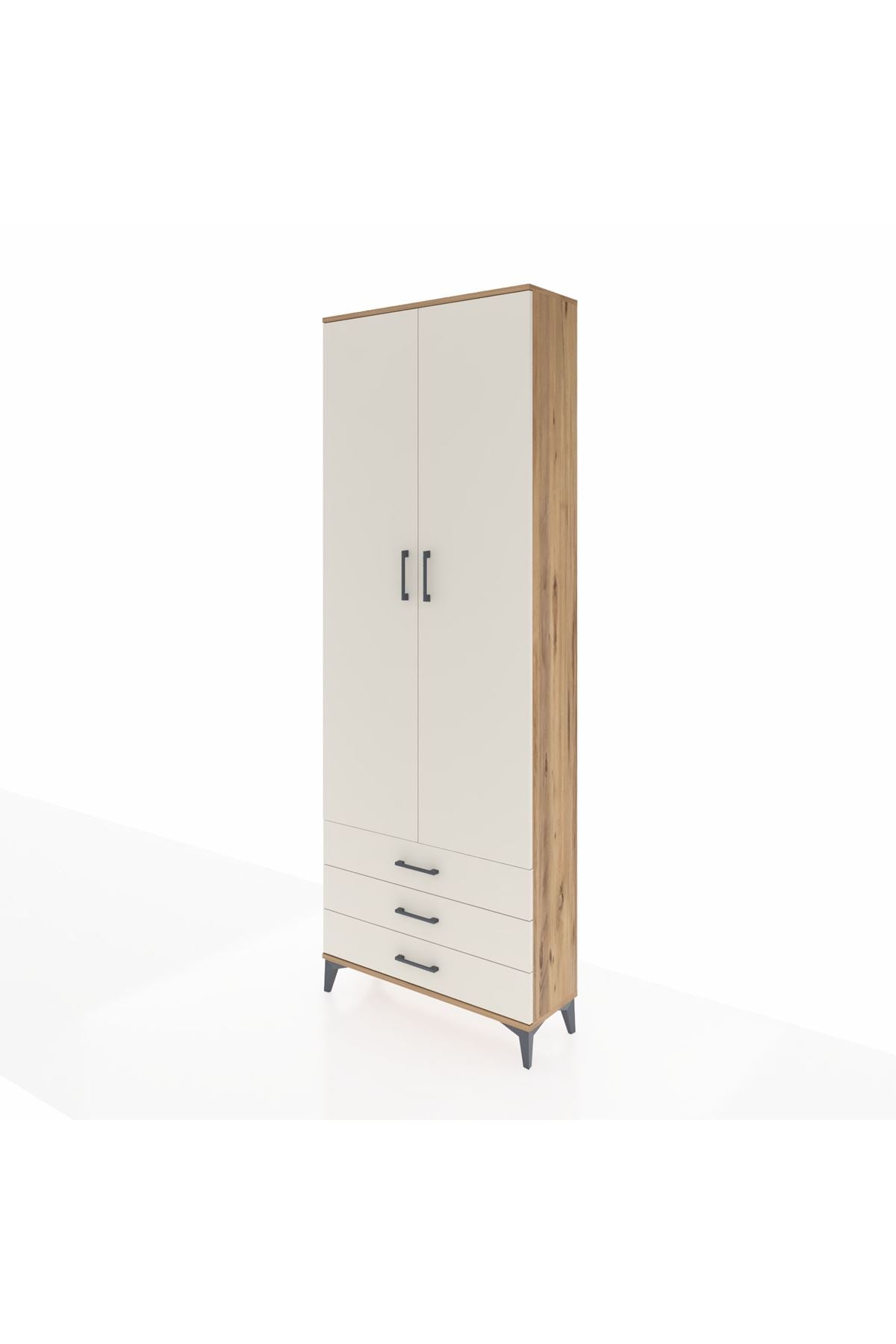 Arges Dolap 2 Raflı 3 Çekmeceli Tek Askılı 88x30x243 Çam-Aytaşı