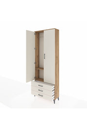 Arges Dolap 2 Raflı 3 Çekmeceli Tek Askılı 88x30x243 Çam-Aytaşı