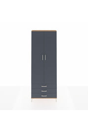 Arges Dolap 2 Raflı 3 Çekmeceli Tek Askılı 88x30x243 Çam-Antrasit