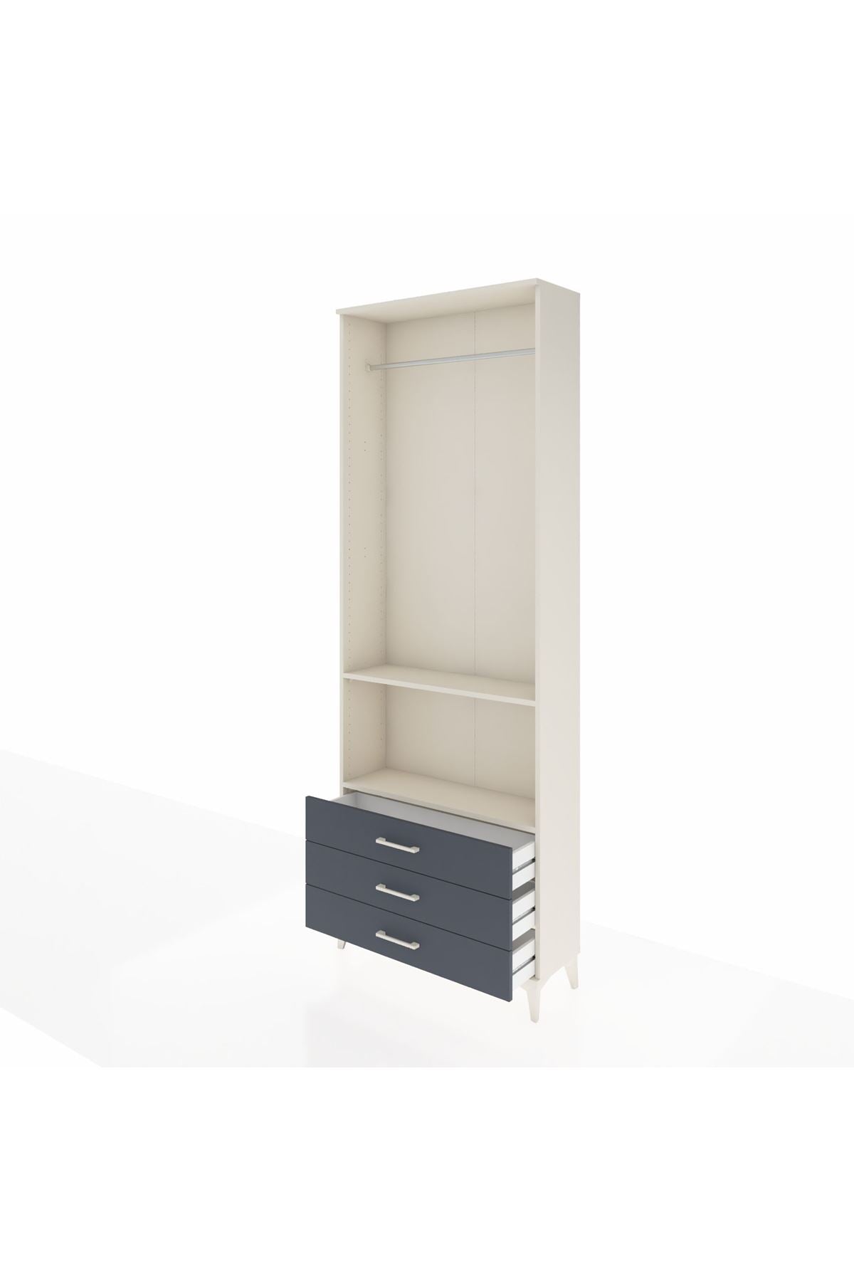 Arges Dolap 2 Raflı 3 Çekmeceli Tek Askılı 88x30x243 Aytaşı-Antrasit