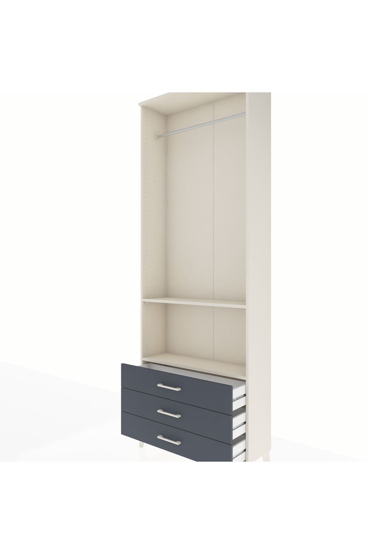 Arges Dolap 2 Raflı 3 Çekmeceli Tek Askılı 88x30x243 Aytaşı-Antrasit