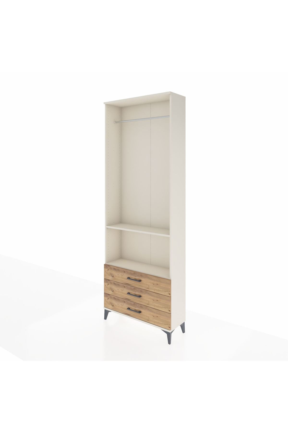 Arges Dolap 2 Raflı 3 Çekmeceli Tek Askılı 88x30x243 Aytaşı-Çam