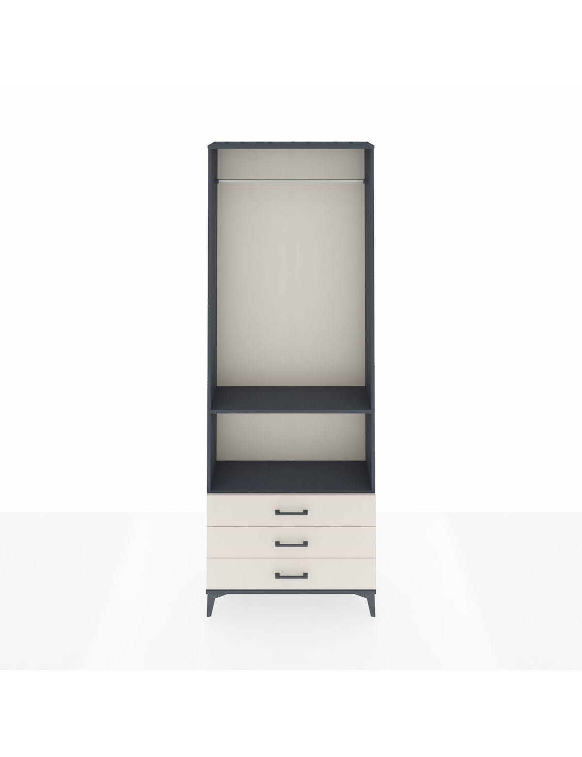 Arges Dolap 2 Raflı 3 Çekmeceli Tek Askılı 88x30x243 Antrasit-Aytaşı