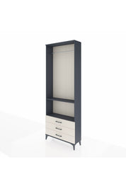 Arges Dolap 2 Raflı 3 Çekmeceli Tek Askılı 88x30x243 Antrasit-Aytaşı