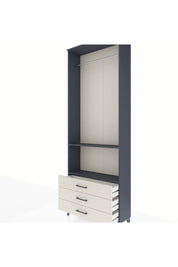 Arges Dolap 2 Raflı 3 Çekmeceli Tek Askılı 88x30x243 Antrasit-Aytaşı