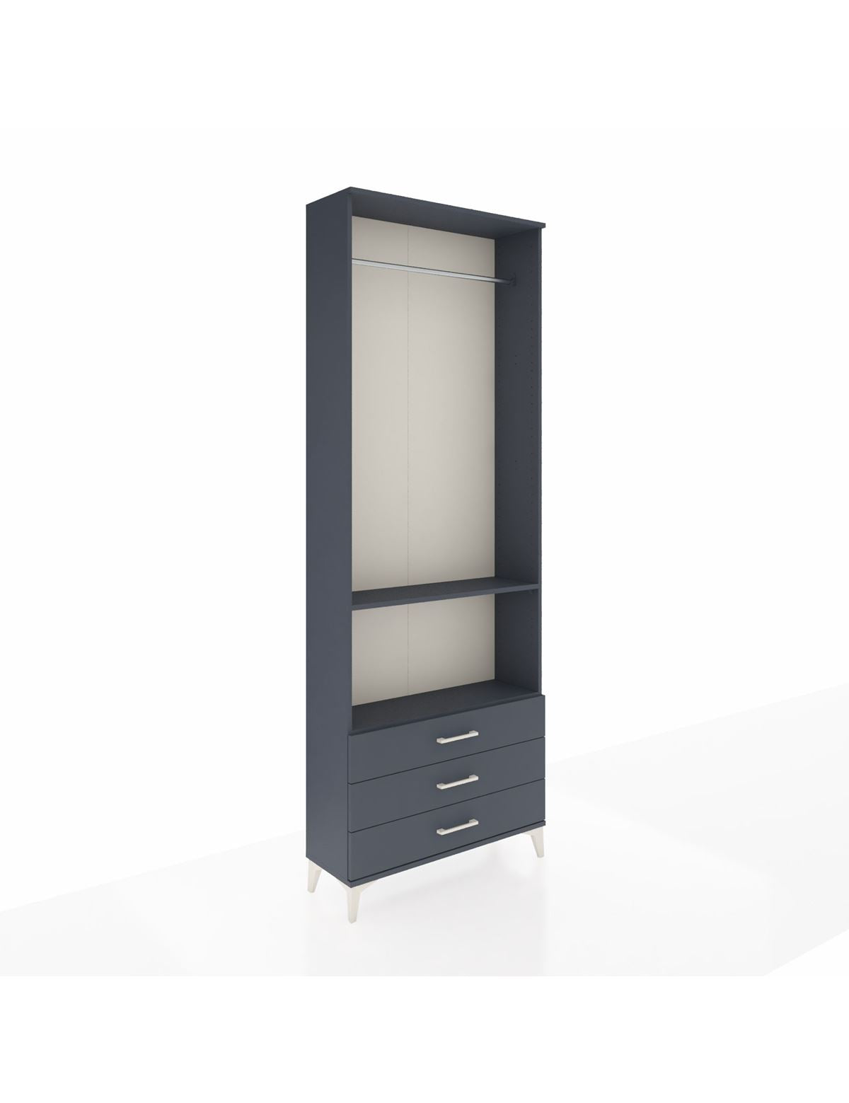 Arges Dolap 2 Raflı 3 Çekmeceli Tek Askılı 88x30x243 Antrasit-Antrasit