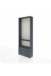 Arges Dolap 2 Raflı 3 Çekmeceli Tek Askılı 88x30x243 Antrasit-Antrasit