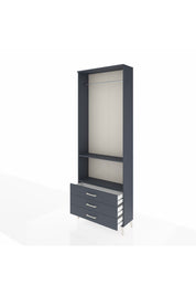 Arges Dolap 2 Raflı 3 Çekmeceli Tek Askılı 88x30x243 Antrasit-Antrasit