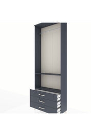 Arges Dolap 2 Raflı 3 Çekmeceli Tek Askılı 88x30x243 Antrasit-Antrasit