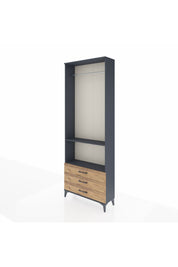 Arges Dolap 2 Raflı 3 Çekmeceli Tek Askılı 88x30x243 Antrasit-Çam