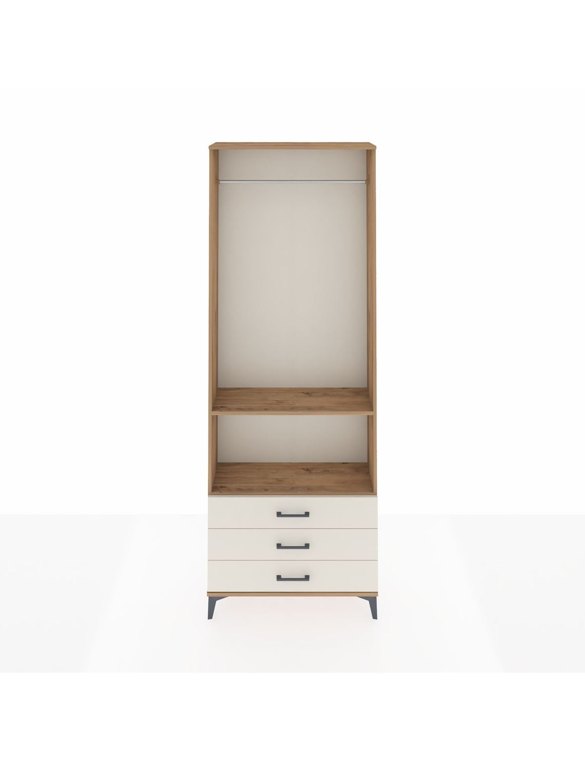 Arges Dolap 2 Raflı 3 Çekmeceli Tek Askılı 88x30x243 Çam-Aytaşı