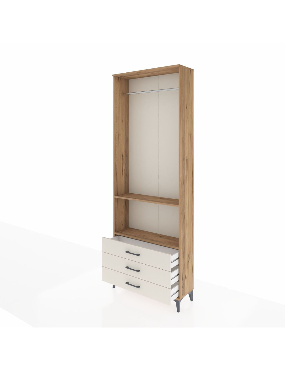 Arges Dolap 2 Raflı 3 Çekmeceli Tek Askılı 88x30x243 - S33M300V7A