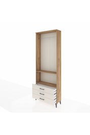 Arges Dolap 2 Raflı 3 Çekmeceli Tek Askılı 88x30x243 Çam-Aytaşı