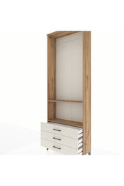 Arges Dolap 2 Raflı 3 Çekmeceli Tek Askılı 88x30x243 Çam-Aytaşı