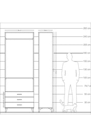 Arges Dolap 2 Raflı 3 Çekmeceli Tek Askılı 88x30x243 Çam-Aytaşı