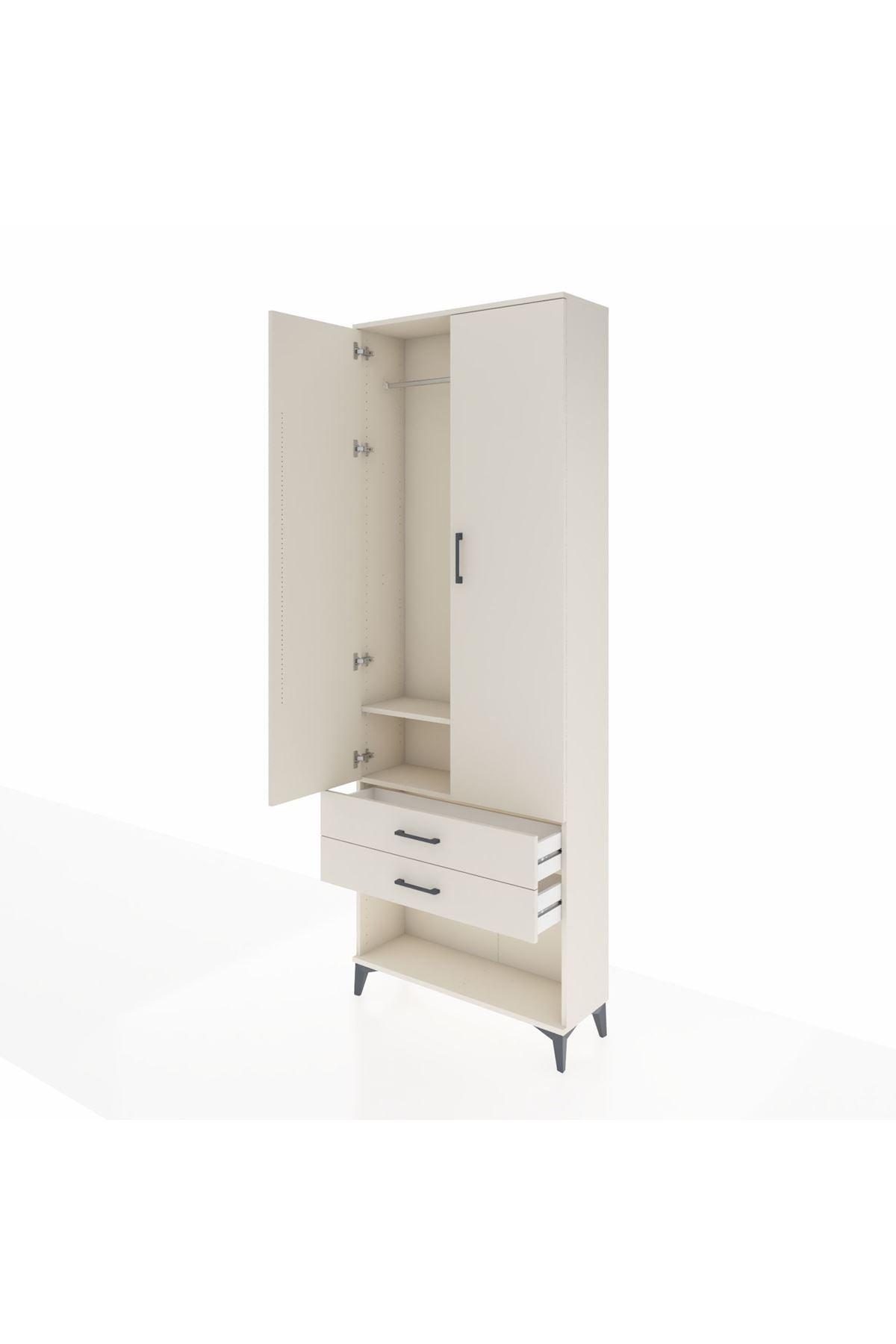 Arges Dolap 2 Raflı 2 Çekmeceli Tek Askılı 88x30x243 Aytaşı-Aytaşı