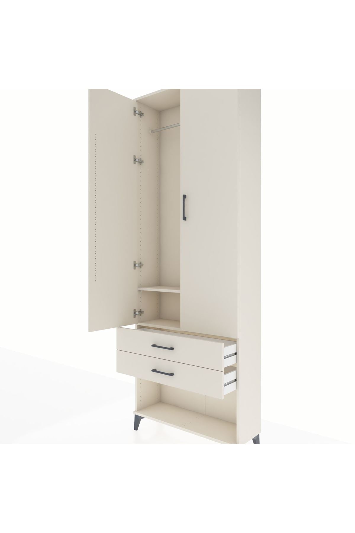 Arges Dolap 2 Raflı 2 Çekmeceli Tek Askılı 88x30x243 Aytaşı-Aytaşı