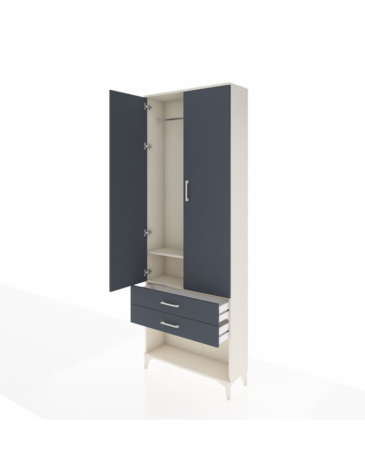 Arges Dolap 2 Raflı 2 Çekmeceli Tek Askılı 88x30x243 - S33M301V2A