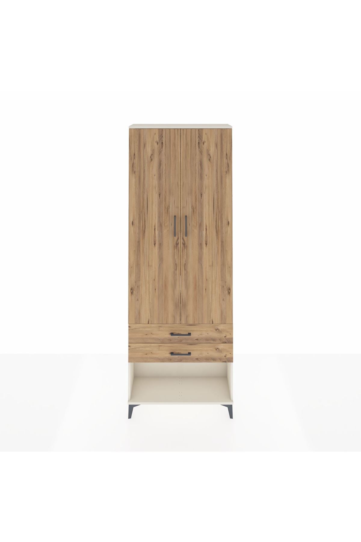 Arges Dolap 2 Raflı 2 Çekmeceli Tek Askılı 88x30x243 Aytaşı-Çam