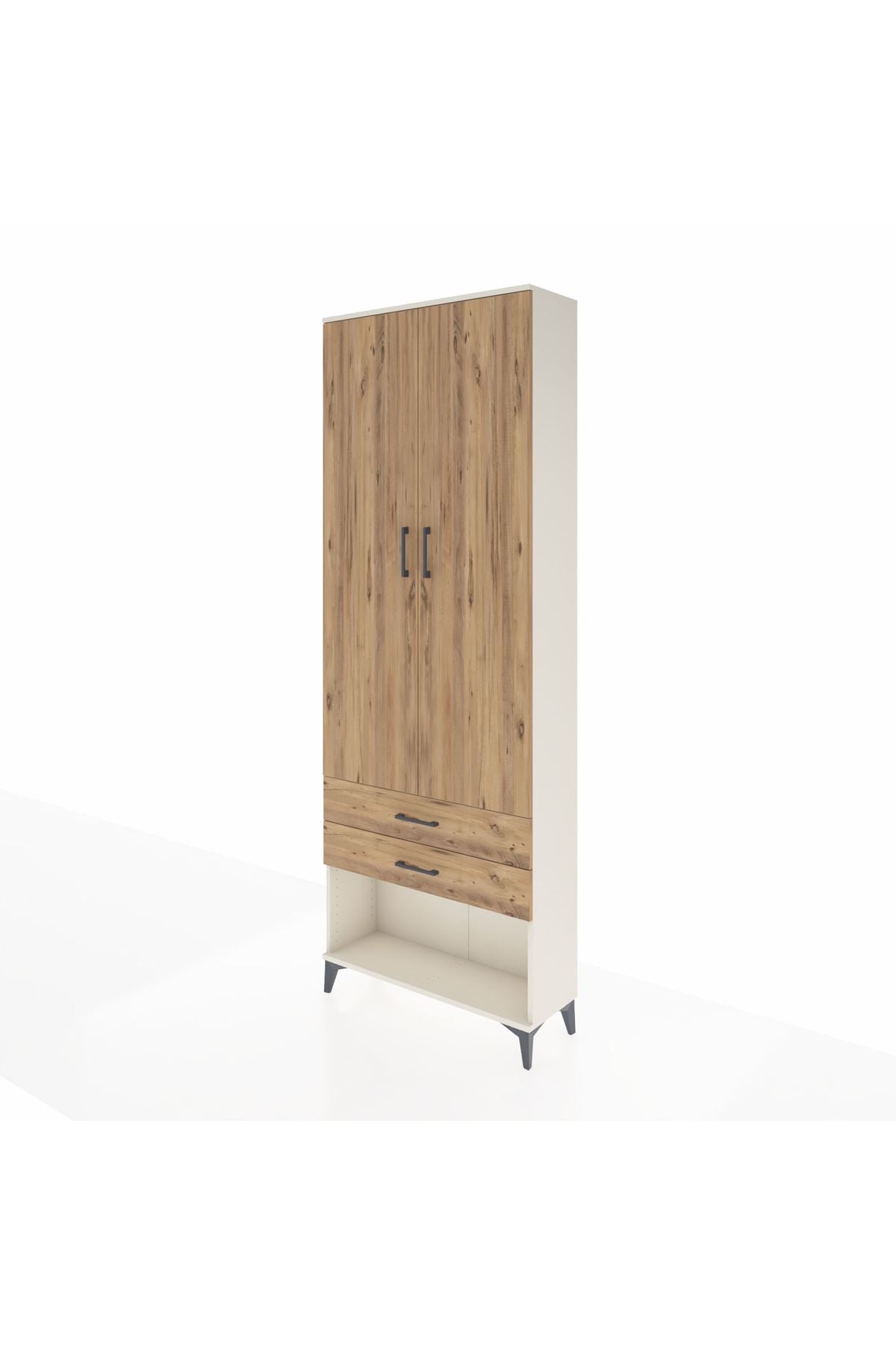 Arges Dolap 2 Raflı 2 Çekmeceli Tek Askılı 88x30x243 Aytaşı-Çam