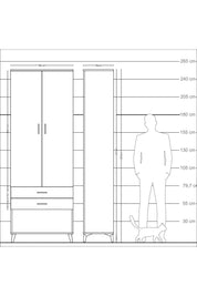 Arges Dolap 2 Raflı 2 Çekmeceli Tek Askılı 88x30x243 Aytaşı-Çam