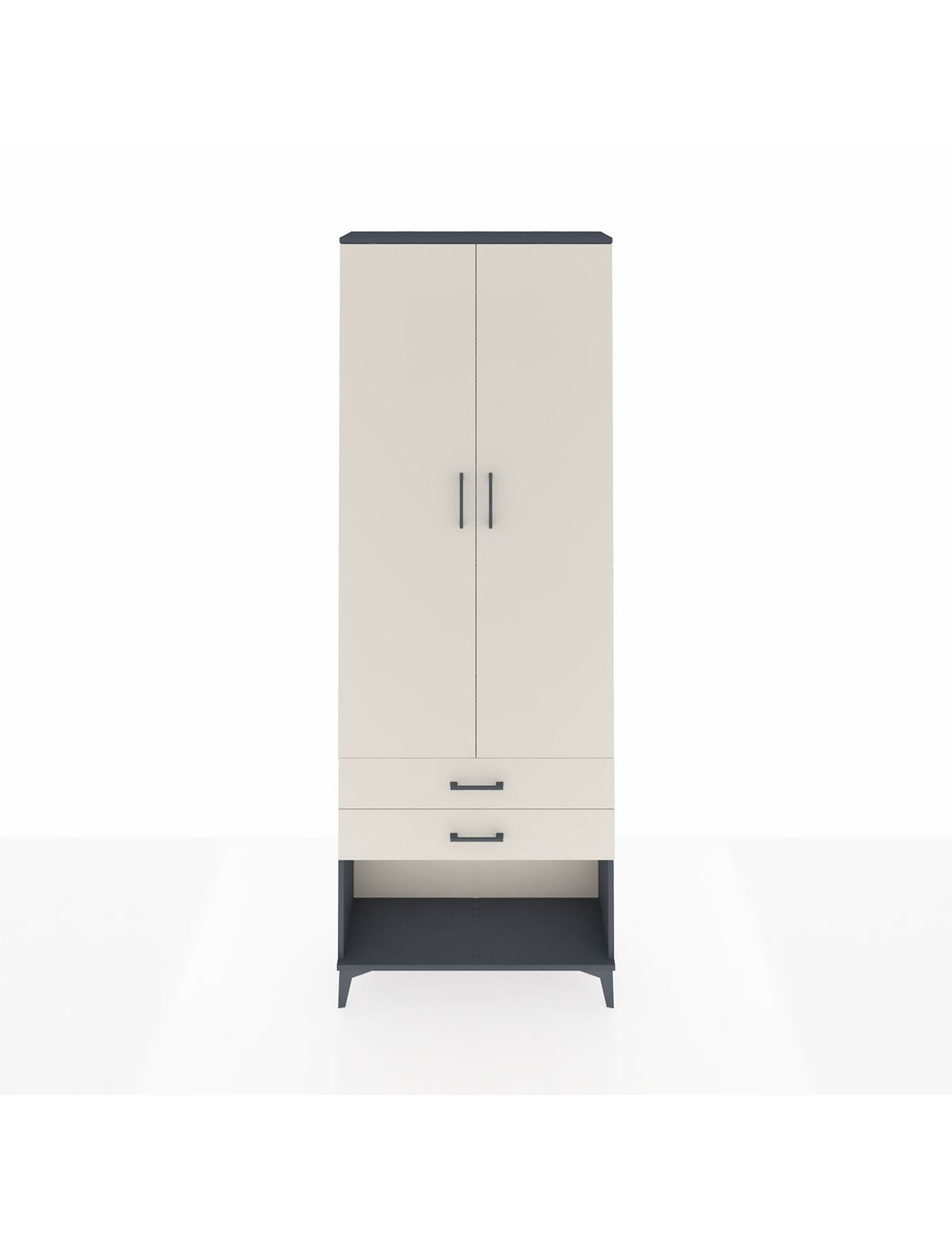 Arges Dolap 2 Raflı 2 Çekmeceli Tek Askılı 88x30x243 Antrasit-Aytaşı