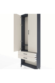 Arges Dolap 2 Raflı 2 Çekmeceli Tek Askılı 88x30x243 Antrasit-Aytaşı