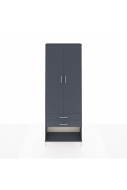 Arges Dolap 2 Raflı 2 Çekmeceli Tek Askılı 88x30x243 Antrasit-Antrasit