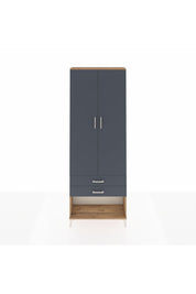 Arges Dolap 2 Raflı 2 Çekmeceli Tek Askılı 88x30x243 Çam-Antrasit