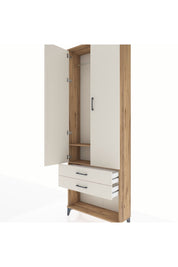 Arges Dolap 2 Raflı 2 Çekmeceli Tek Askılı 88x30x243 Çam-Aytaşı