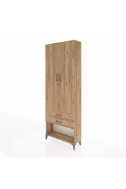 Arges Dolap 2 Raflı 2 Çekmeceli Tek Askılı 88x30x243 Çam-Çam