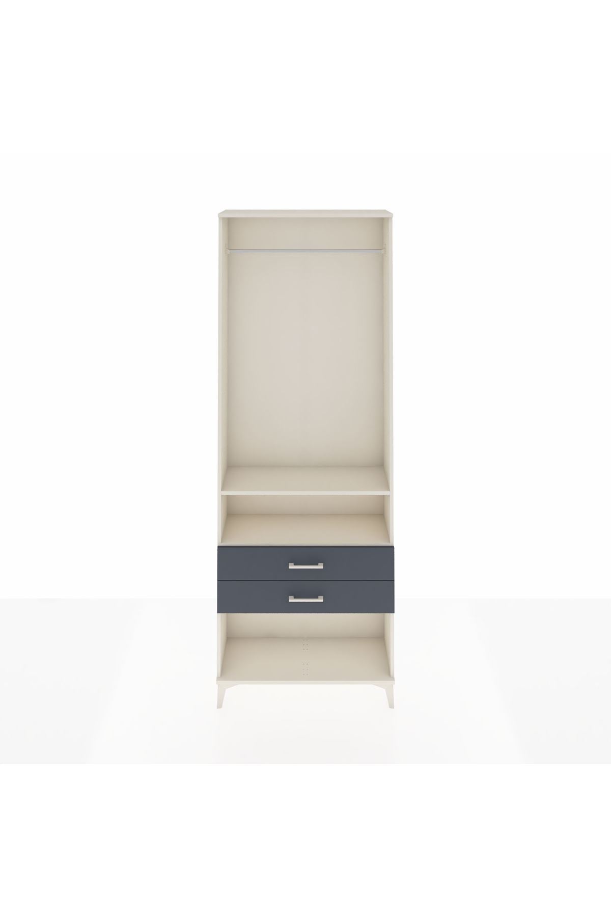 Arges Dolap 2 Raflı 2 Çekmeceli Tek Askılı 88x30x243 Aytaşı-Antrasit