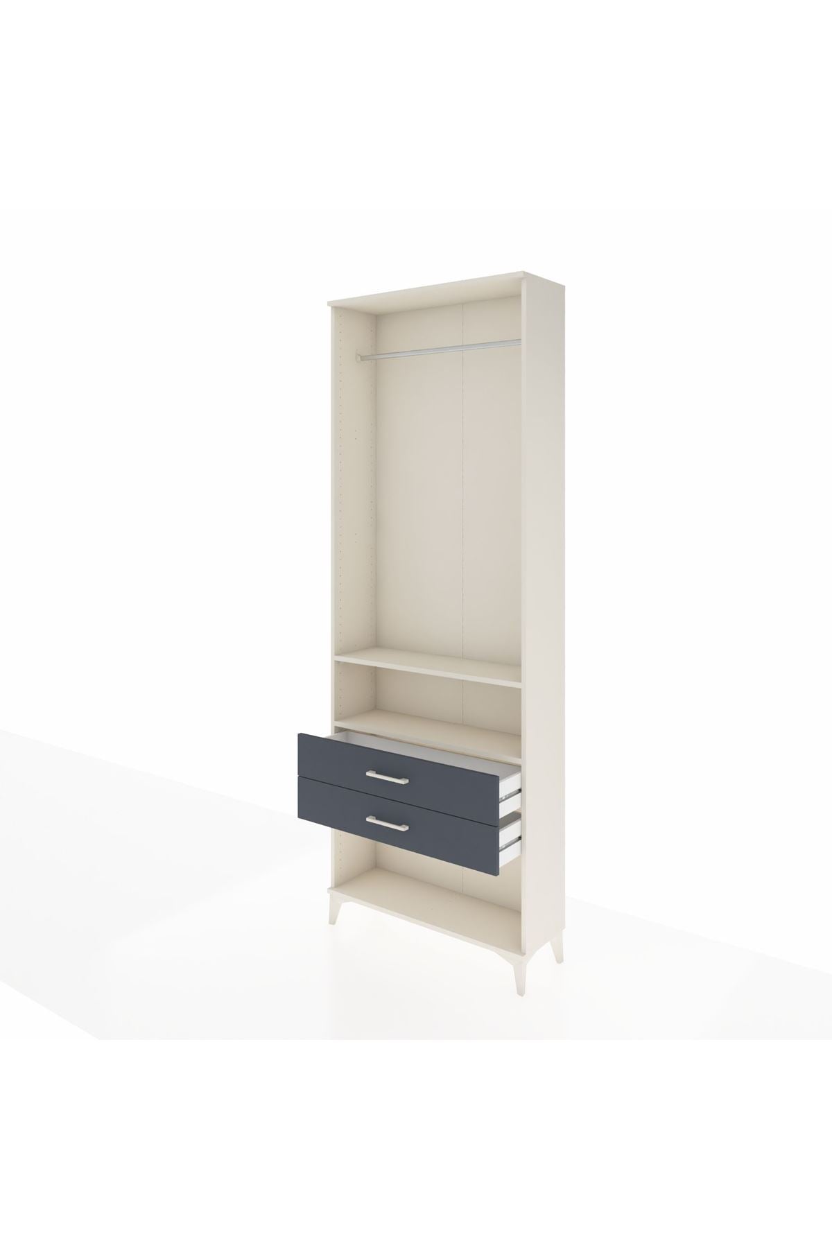 Arges Dolap 2 Raflı 2 Çekmeceli Tek Askılı 88x30x243 Aytaşı-Antrasit