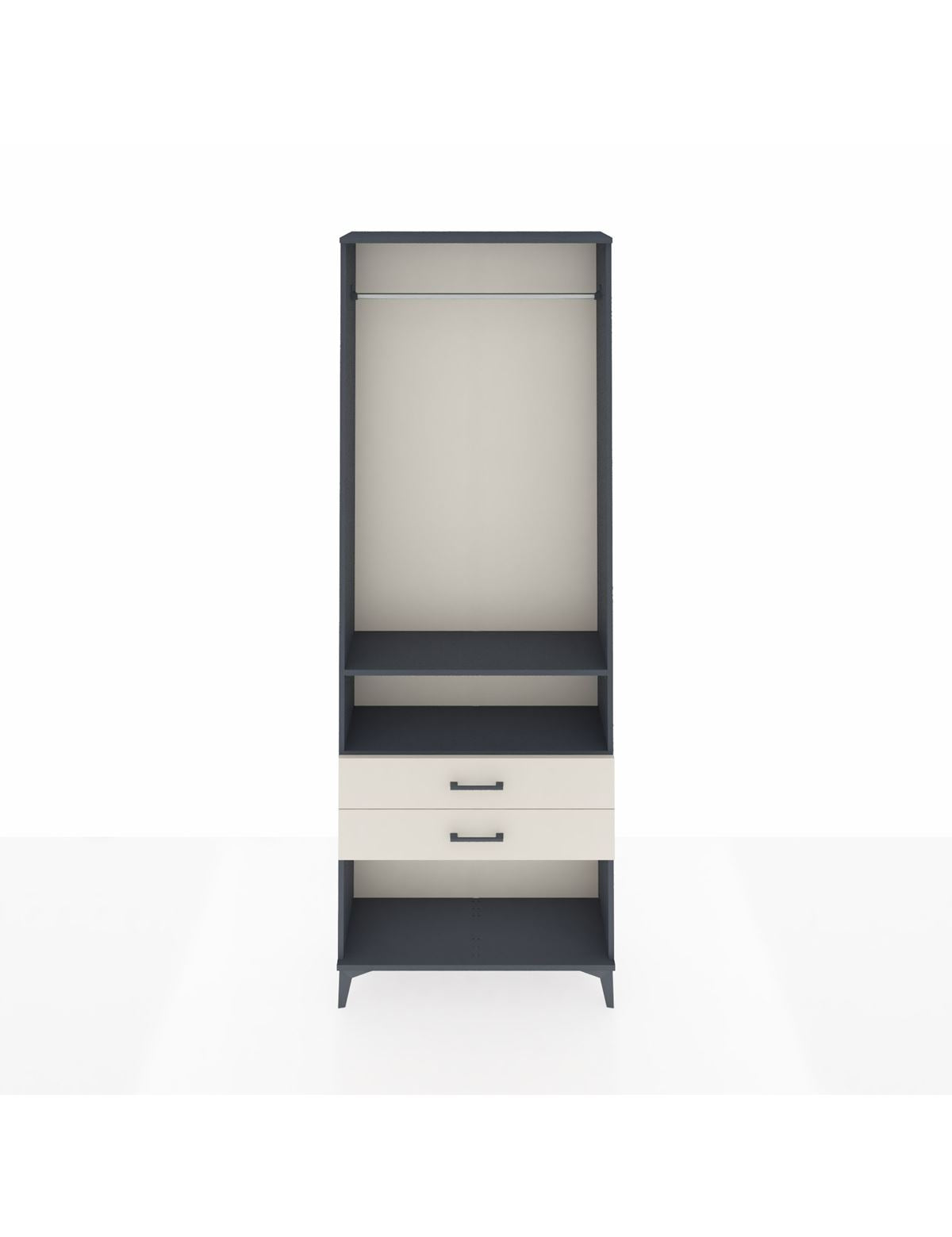 Arges Dolap 2 Raflı 2 Çekmeceli Tek Askılı 88x30x243 Antrasit-Aytaşı