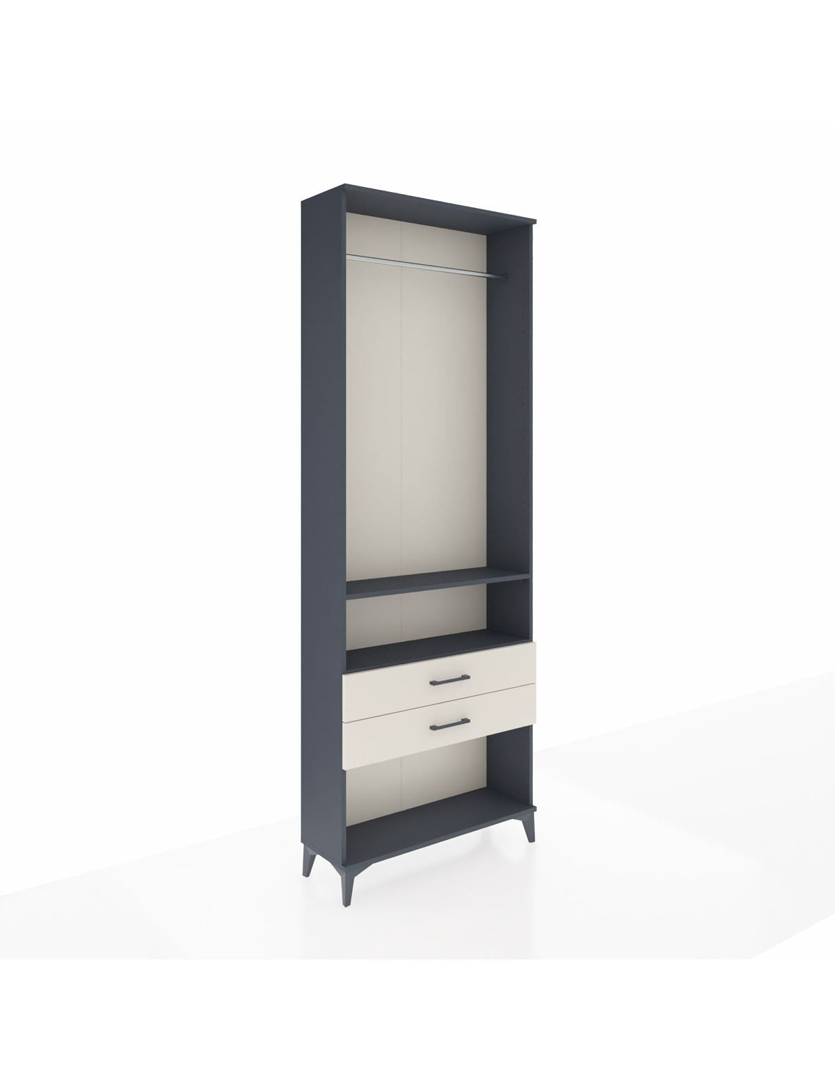 Arges Dolap 2 Raflı 2 Çekmeceli Tek Askılı 88x30x243 Antrasit-Aytaşı