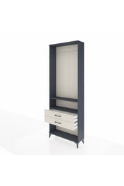 Arges Dolap 2 Raflı 2 Çekmeceli Tek Askılı 88x30x243 Antrasit-Aytaşı