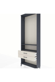 Arges Dolap 2 Raflı 2 Çekmeceli Tek Askılı 88x30x243 Antrasit-Aytaşı