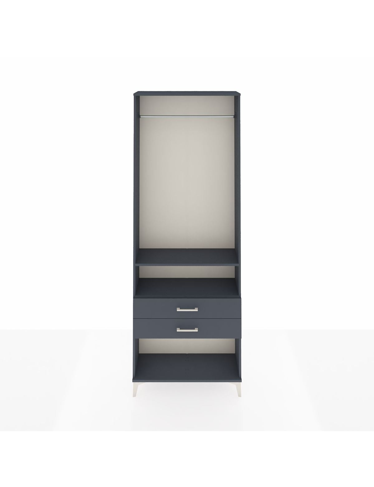 Arges Dolap 2 Raflı 2 Çekmeceli Tek Askılı 88x30x243 Antrasit-Antrasit